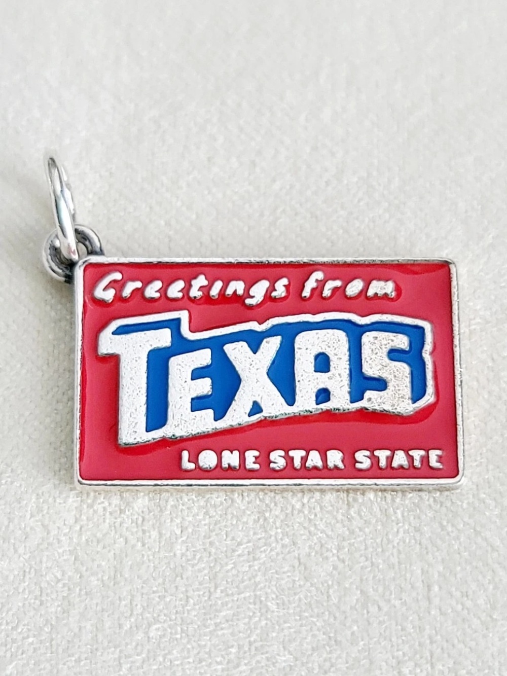 RARE Retired James Avery Greetings From Texas Enamel Postcard Charm NWT